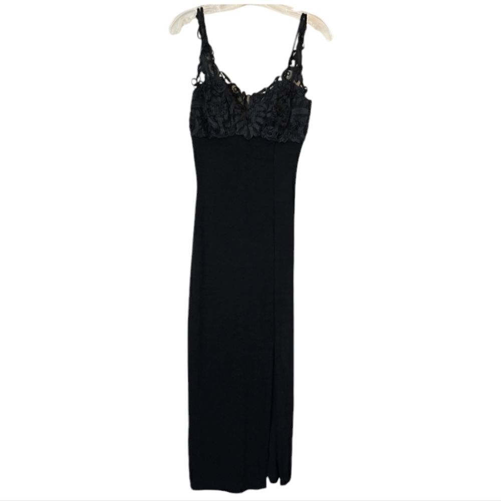 Vintage TOWER Women's Maxi Dress Black Size Medium Y2K Made in USA 90s‎ Gothic